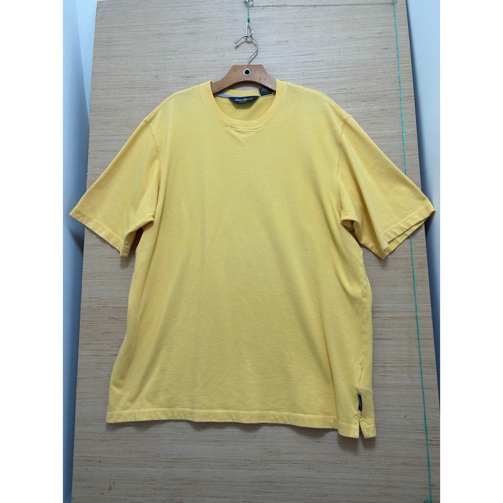 Eddie Bauer Mens Yellow Short Sleeve V Neck T Shirt Size‎ Large Cotton